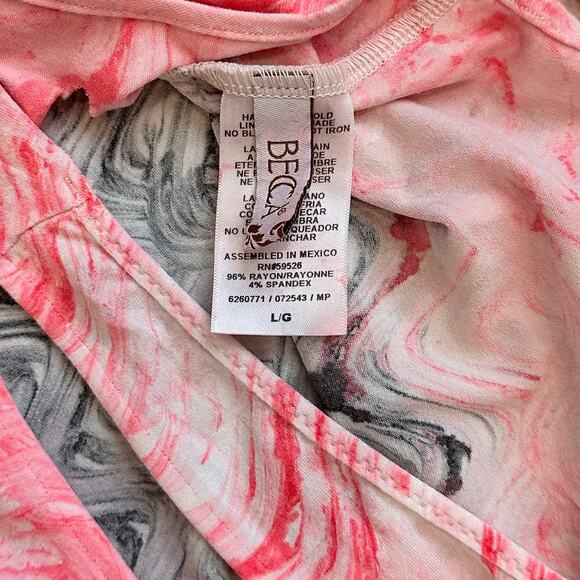 Becca Tie Dye Pink Swirl Lattice Back Cover Up Dress SZ L $78 - Picture 12 of 14